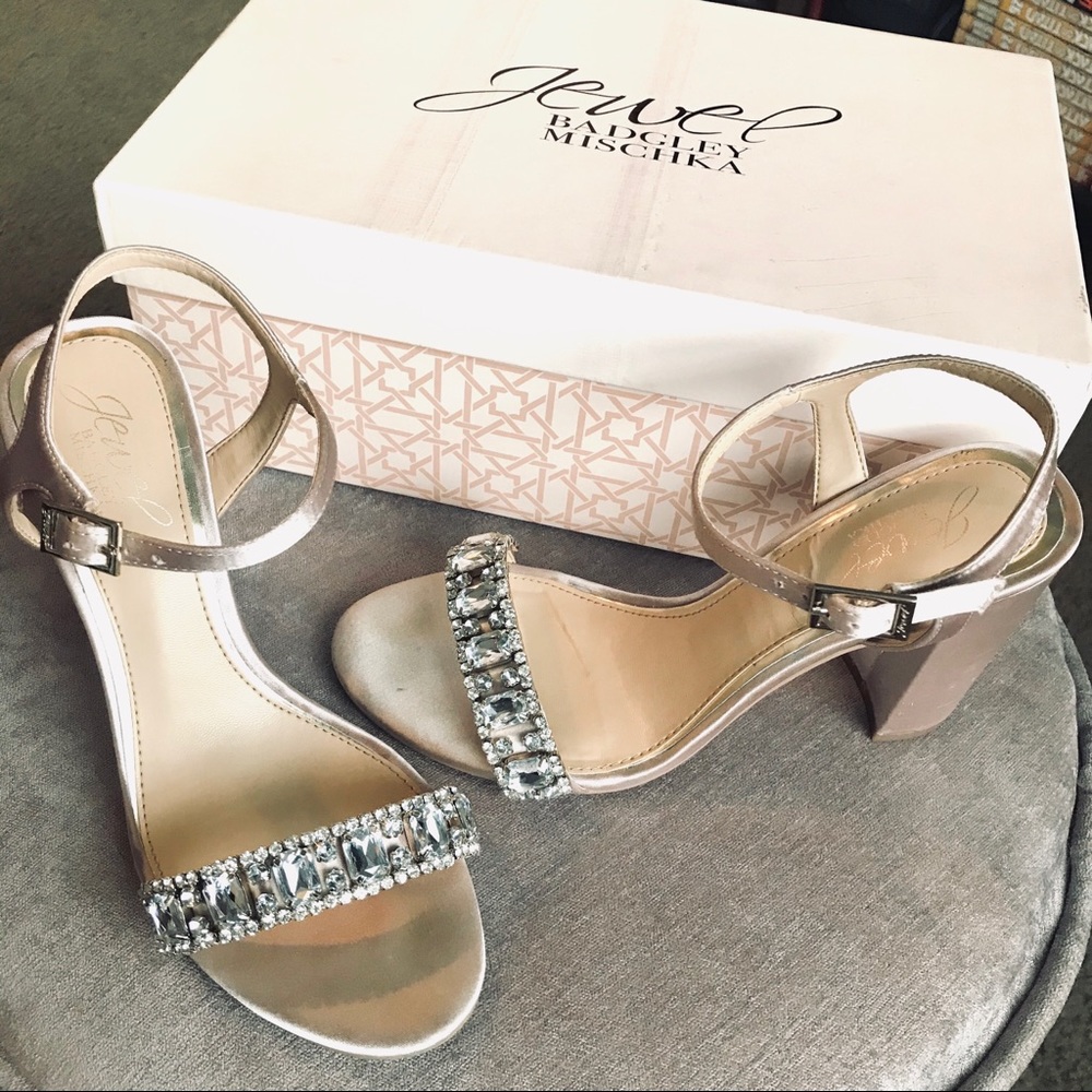 Crystal block heel sandals